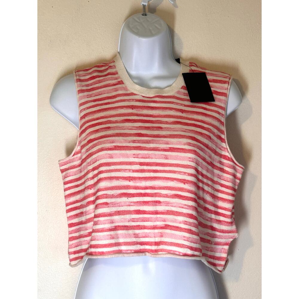 NWT ATM Anthony Thomas Melillo cropped striped cotton and cashmere-blend top s